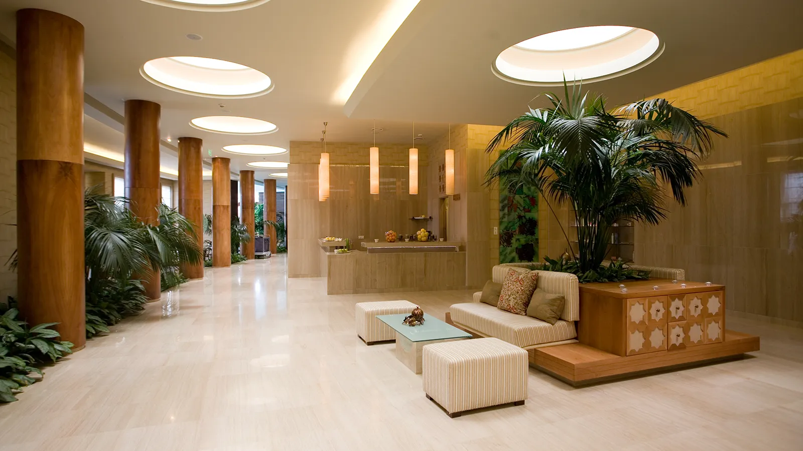 Commercial Biophilic Design Planning Commercial biophilic design planning with architectural planters, greenery, seating, and natural materials